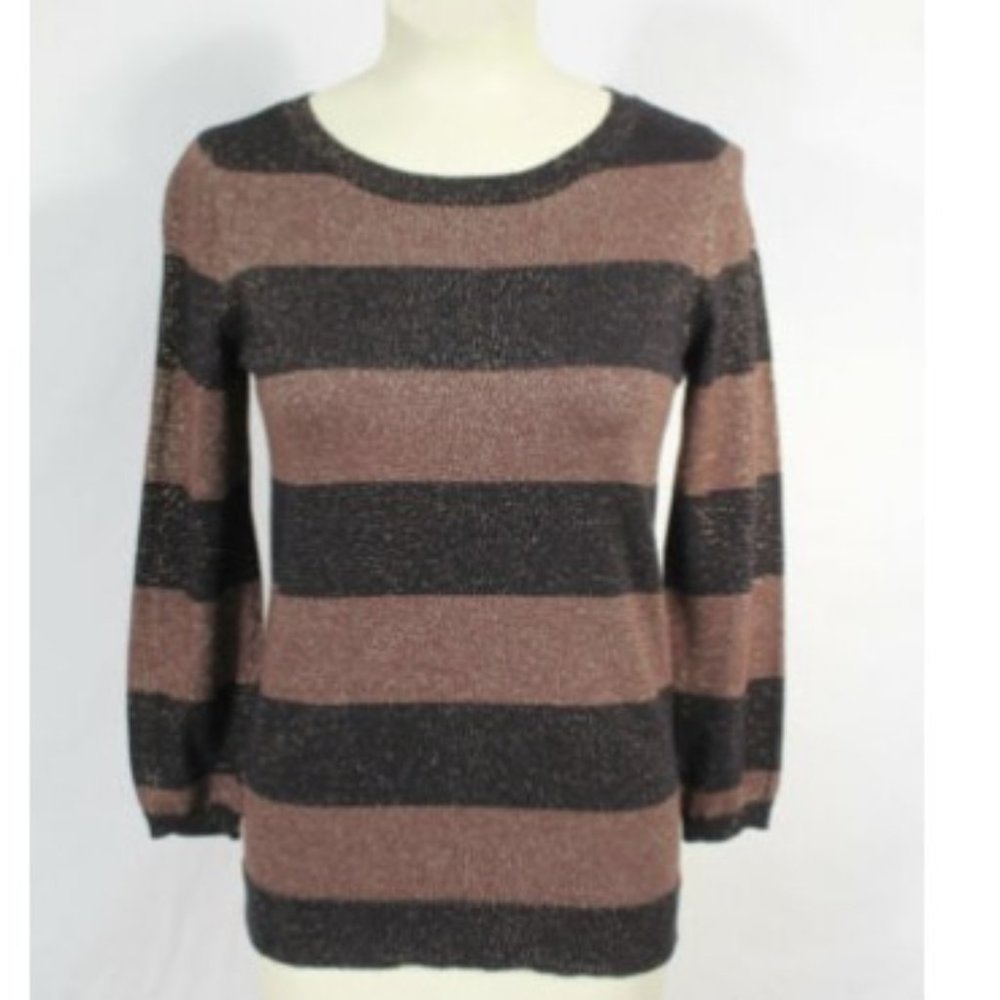 The Limited brown black gold metalllic sweater M
